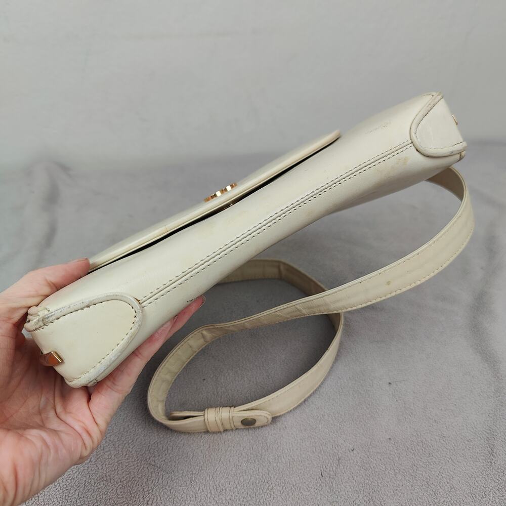 Vintage Gucci Leather Crossbody Bag Small Purse Off-White Cream 80s REPAIRED‎ - Picture 3 of 14